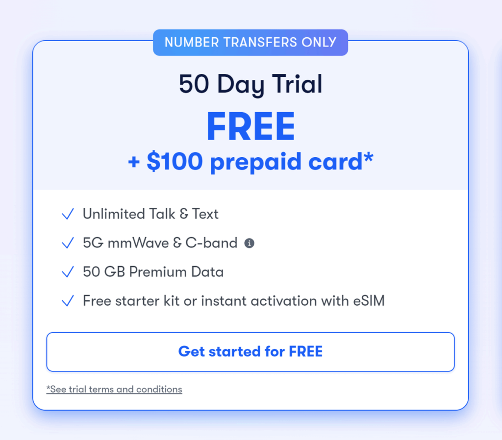 US Mobile Free 50 Day eSIM Trial 50GB Priority Data